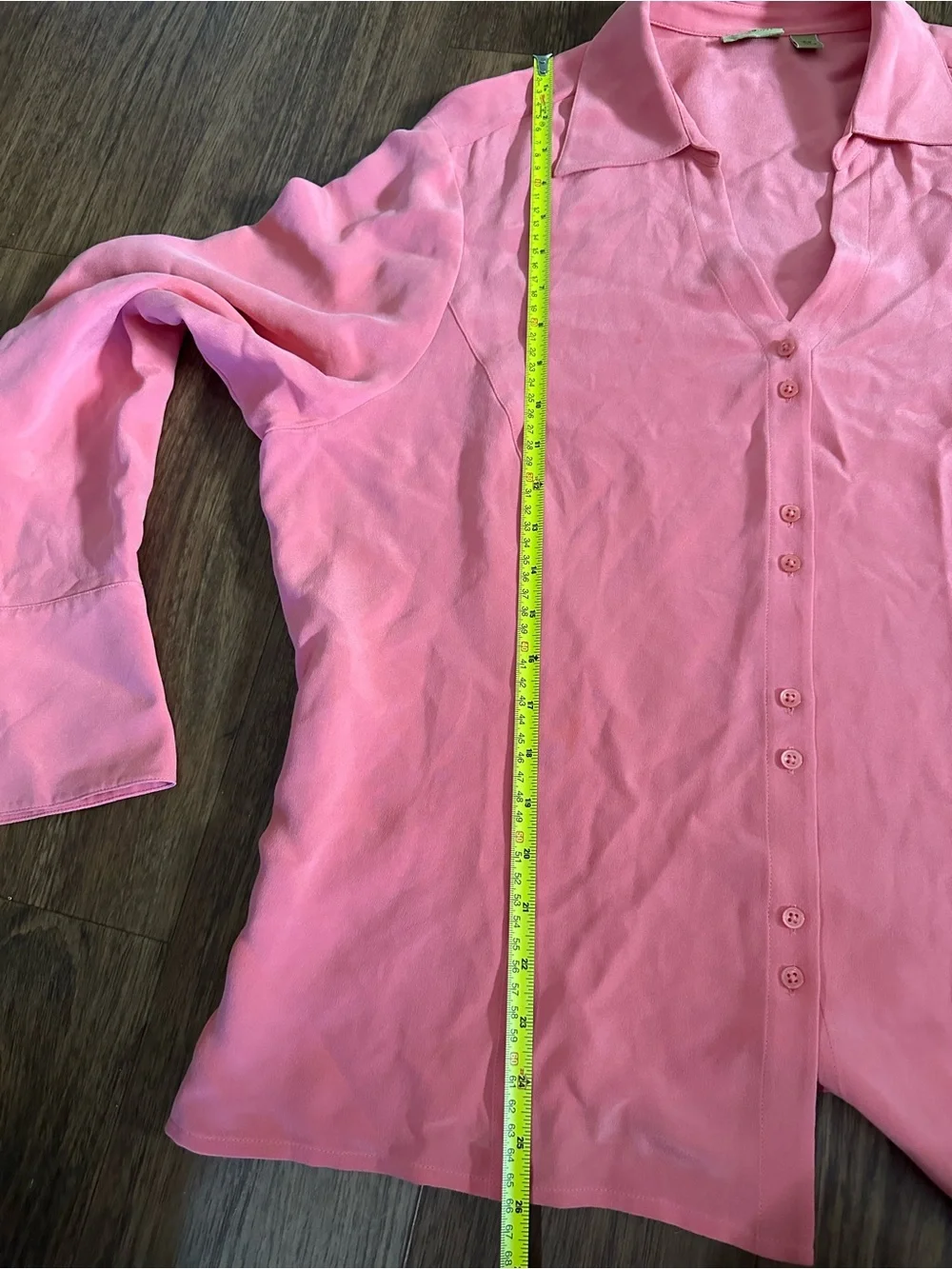 Caslon Coral-Pink Button Front Blouse 100% Silk